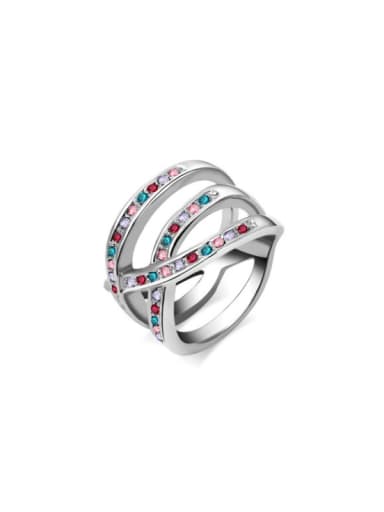 Personality Colorful Austria Crystal Geometric Ring