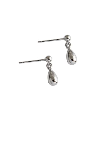 925 Sterling Silver With Platinum Plated Simplistic Water Drop Stud Earrings