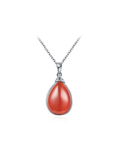 Women Red Water Drop Opal Stone Necklace