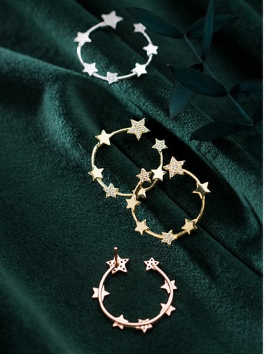 925 Sterling Silver With Silver Plated Simplistic Star Stud Earrings
