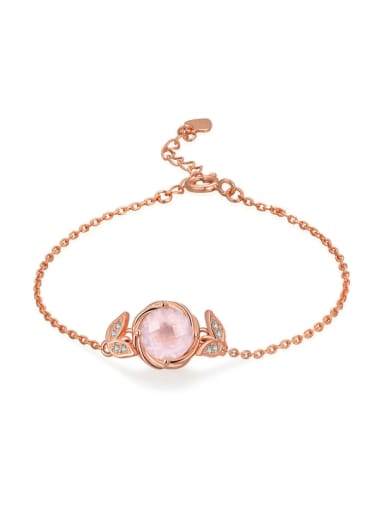 Natural Pink Crystal Rose Gold Plate Elegant Bracelet