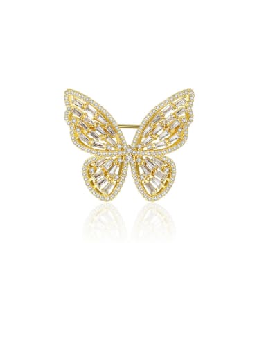 Copper With Cubic Zirconia  Fashion Butterfly Brooches