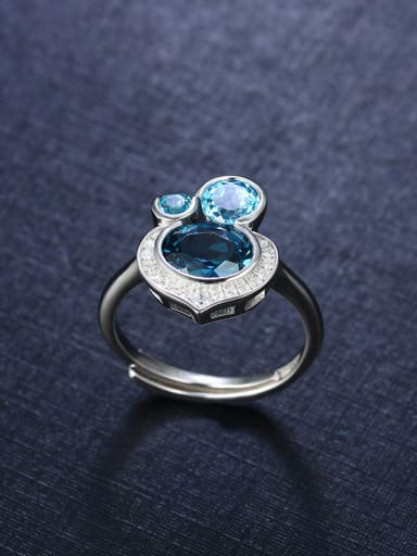 Platinum Plated Aquamarine Gemstones Ring