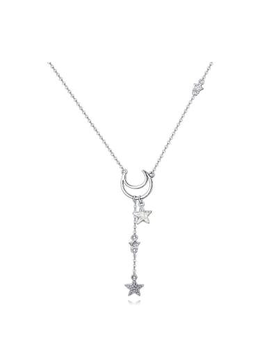 Simple Little Star Moon austrian Crystal Pendant Alloy Necklace