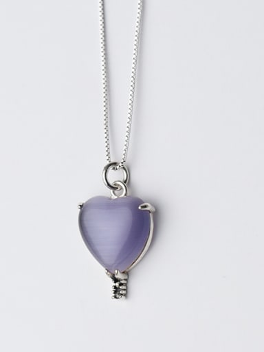 custom Elegant Heart Shaped Purple Opal S925 Silver Pendant
