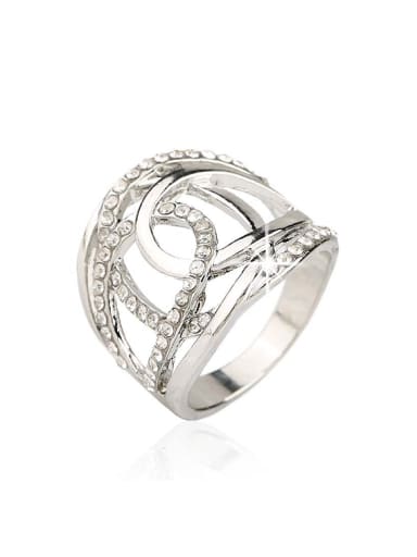 Fashion Hollow White Crystals Alloy Ring