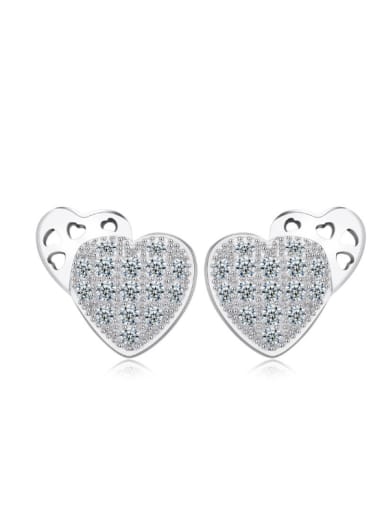 Heart-shape Zircons Elegant Women Stud Earrings