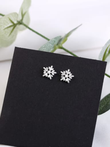 Tiny Zircon Snowflake Stud Earrings
