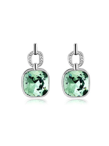 Square Green Austria Crystal Stud Earrings
