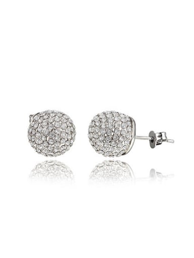 Exquisite 18K White Gold Plated Zircon Stud Earrings