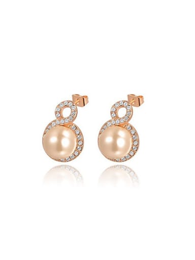 Exquisite Number Eight Shaped Artificial Pearl Stud Earrings