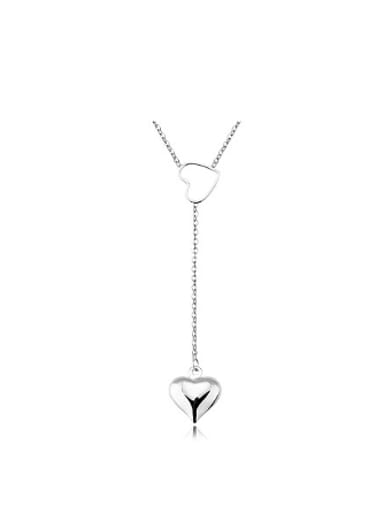 Simple Heart shapes Platinum Plated Necklace
