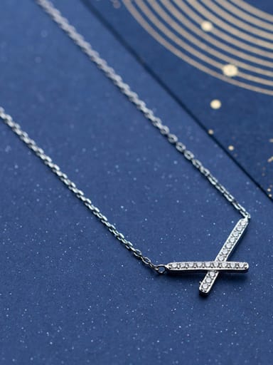 925 Sterling Silver With Silver Plated Simplistic x-letter Necklaces