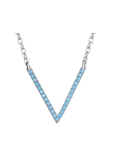 Simple V-shaped Tiny Turquoise Stones Necklace