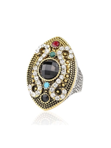 Retro style Resin stones Crystals Oval Alloy Ring