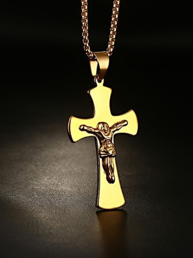 Gold Plated Cross Men Necklace