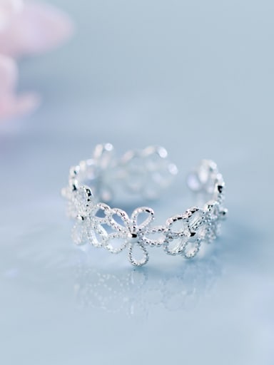925 Sterling Silver With Silver Plated Romantic Lace Flower Rings
