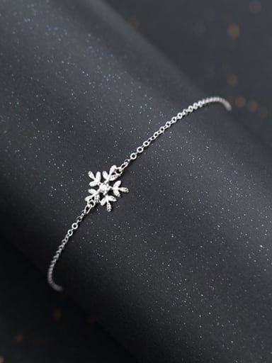 Trendy Snowflake Shaped Rhinestones S925 Silver Foot Jewelry