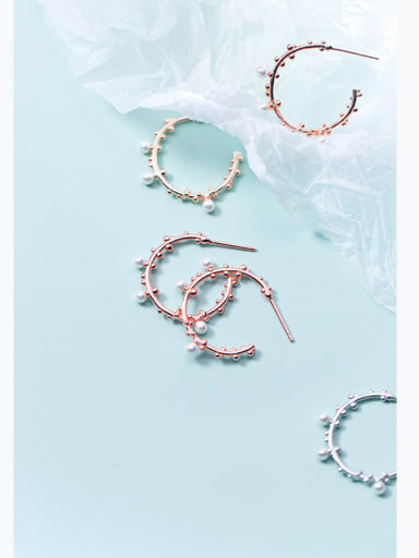 Japanese style simple branches tweezers sweet imitation pearls earrings