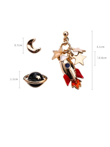 Alloy With Rose Gold Plated Fashion Planet Moon Plane Stud Earrings