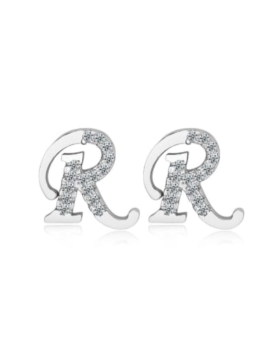 Micro Pave Letter R Stud Earrings