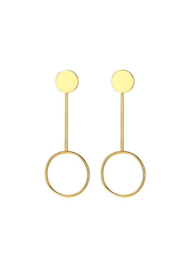 Temperament Round Shaped Gold Plated Titanium Drop Earrings