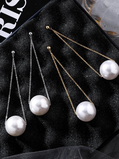 Alloy With Rose Gold Plated Fashion Fringe  Artificial Pearl Threader Earrings