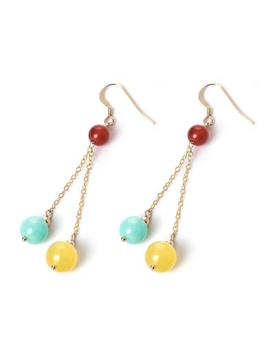 Retro style Natural Stone Beads 925 Silver Earrings