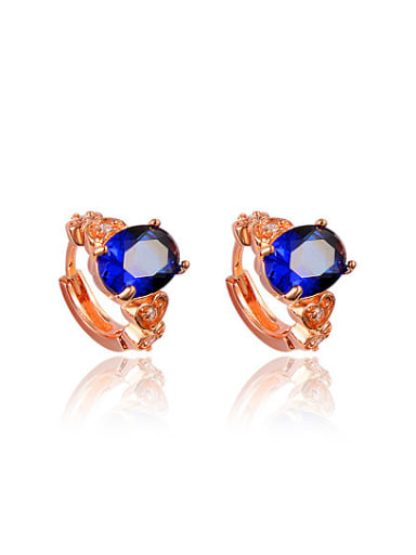 Blue Rose Gold Plated Rose Gold Plated Zircon Clip Earrings