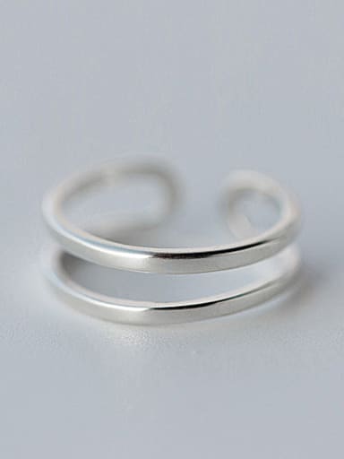 S925 silver double lines minimalist opening ring