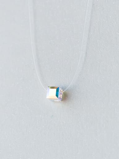 Temperament Multi-color Square Shaped Zircon S925 Silver Necklace