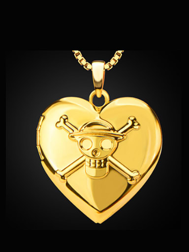 Retro Skull Heart-shaped Box Necklace