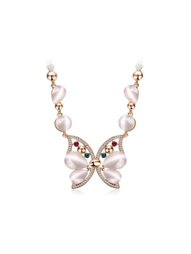 Women Elegant Butterfly Shaped Opal Necklace