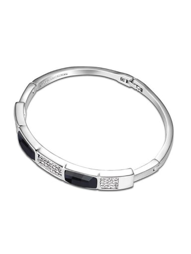 Simple austrian Crystals Alloy Platinum Plated Bangle