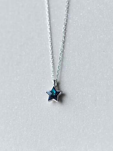 All-match Blue Star Shaped Zircon S925 Silver Necklace