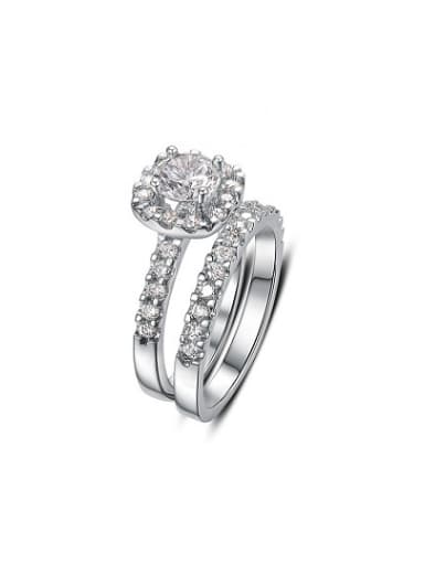 Platinum Plated Geometric Shaped Zircon Set Ring