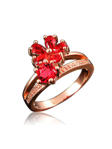 Creative Rose Gold Plated Flower Shaped Zircon Ring