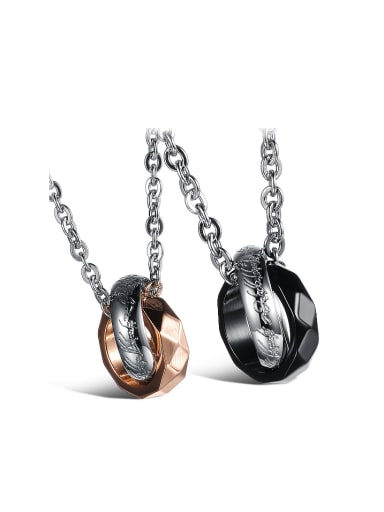Personalized Double Rings Pendant Titanium Lovers Necklace