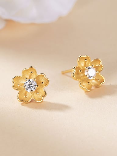 Gold Plated Flower Shaped stud Earring