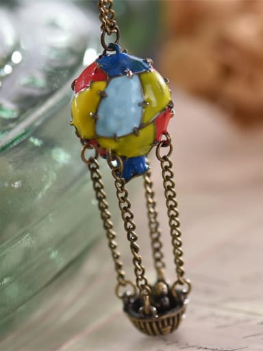 Hot Air Balloon Shaped Enamel Necklace