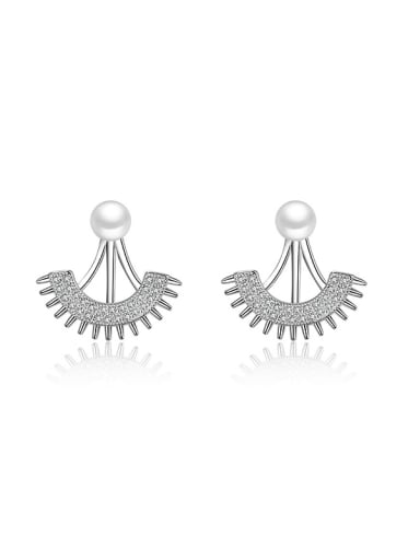 Personalized Imitation Pearl Tiny Zirconias Stud Earrings