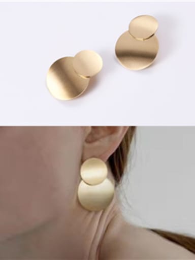 Titanium With Gold Plated Simplistic  Smooth Round Stud Earrings