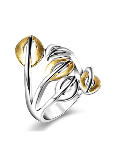 Trendy Double Color Leaf Shaped Ring