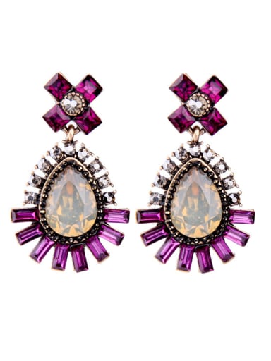 Purple Stones Water Drop Chandelier earring