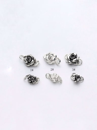 925 Sterling Silver With Silver Plated Rose S buckle Connectors