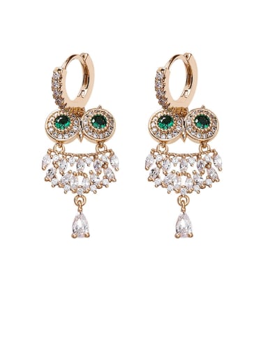 Alloy With Gold Plated Cute Owl Drop Earrings