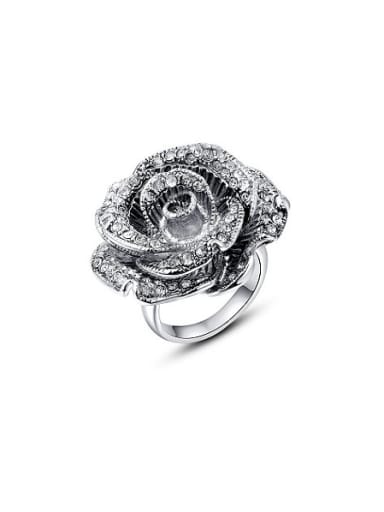 Exquisite Platinum Plated Flower Shaped Ring