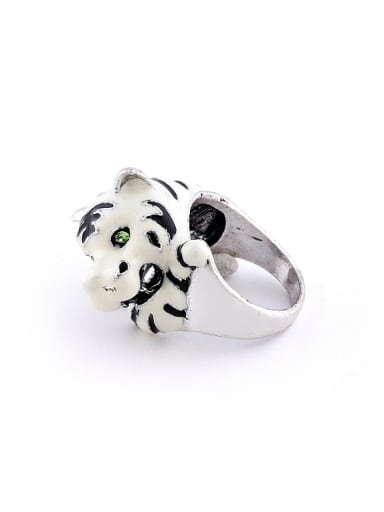 Personalized White Lion-head Rhinestones Alloy Ring