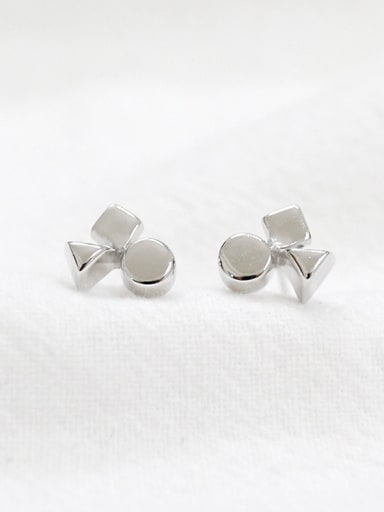 Simple Tiny Geometric Shapes Stack Silver Stud Earrings
