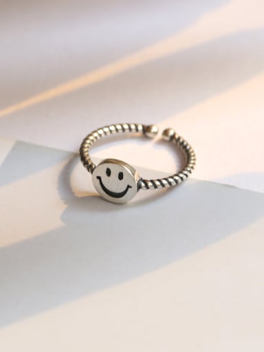Smiling Face Silver Opening Ring